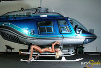 Busty Pornstar Puma Swede Posing By A Helicopter