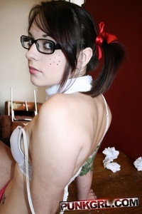 Tattooed cute schoolgirl